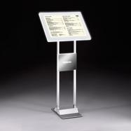 Info display cu rama magnetica LED si picior din otel cromat