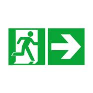 Señal de evacuación para salida de emergencia hacia la derecha, con flecha de dirección a la derecha