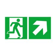 Emergency exit with directional arrow right upwards