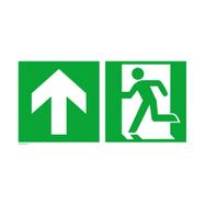 Emergency exit left with directional arrow upwards
