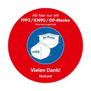 Zewnętrzna naklejka podłogowa z maską FFP2 / KN95