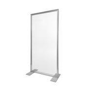 Pared separadora de aluminio con marco extensible y panel transparente