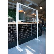 Aluminium Stretch Frame Partition with Floor Clearance and clear Banner