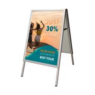 Waterproof Pavement Sign, 32 mm profile, double-sided, with mitred corners, silver anodised