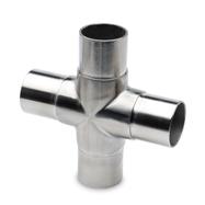 Tube Cross Connector, stainless steel effect
