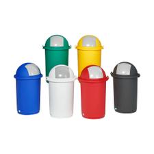 Caixote do lixo de plástico em várias cores