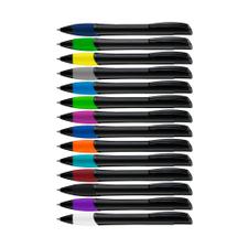 Bolígrafo retráctil de metal «Opera M», negro con zona de sujeción de color