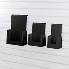 FlexiSlot® črni predal za prospekte iz jekla za lamelne stene