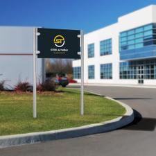 Company Sign "Straight-Line Entrance" with aluminum composite panel