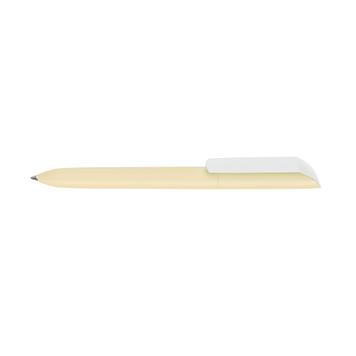 Drehkugelschreiber „Vane” mit gummiertem Gehäuse und weißem Clip