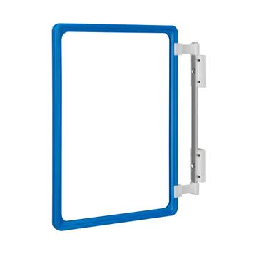 Regalstopper für DIN A4 Rahmen an Traversen und Stahlwänden, wahlweise mit farbigem Plakatrahmen