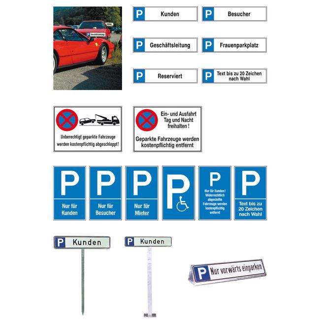 Parkplatz- und Halteverbotsschilder aus Kunststoff