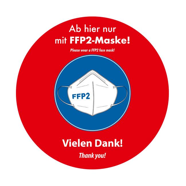 Hinweisschild Bodenaufkleber FFP2 Maskenpflicht